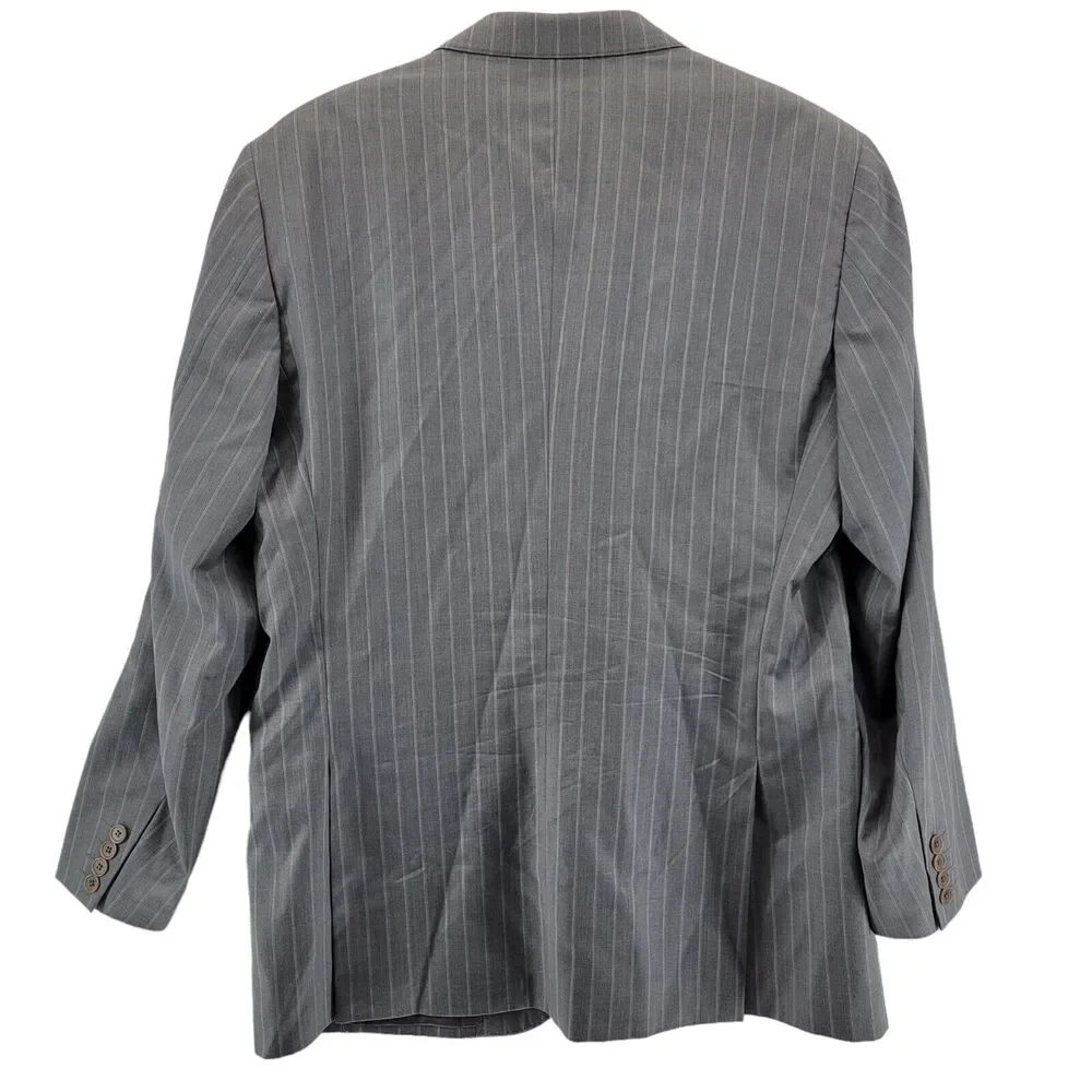 Ermenegildo Zegna Wool Suit‎ Jacket Size 44 RE Gray Pinstriped 